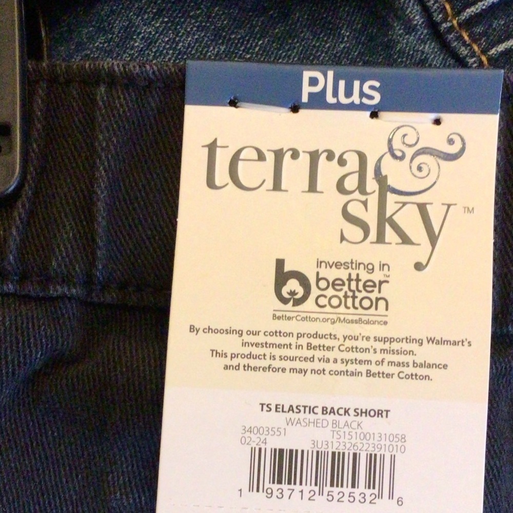 Terra & Sky Womens Plus Size Black Wash 7” Denim Shorts Size 4X - Picture 6 of 7